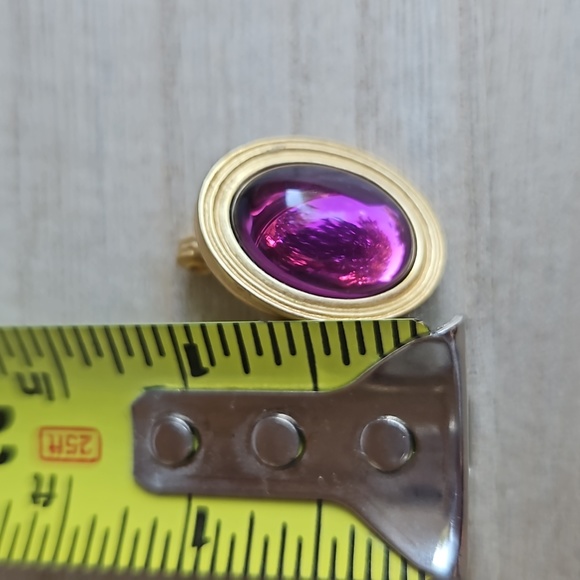 Vintage Monet Purple and Gold Clip Earrings - Picture 5 of 5